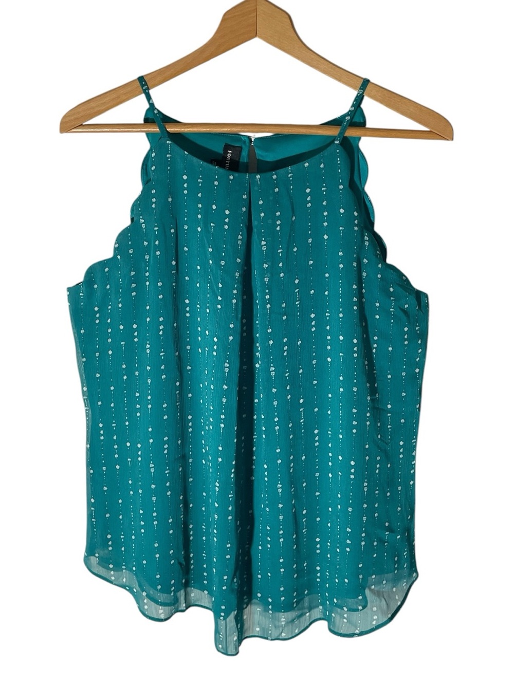 C6- Fortune + Ivy Large LG Teal Scalloped Halter Tank Top - Brand: